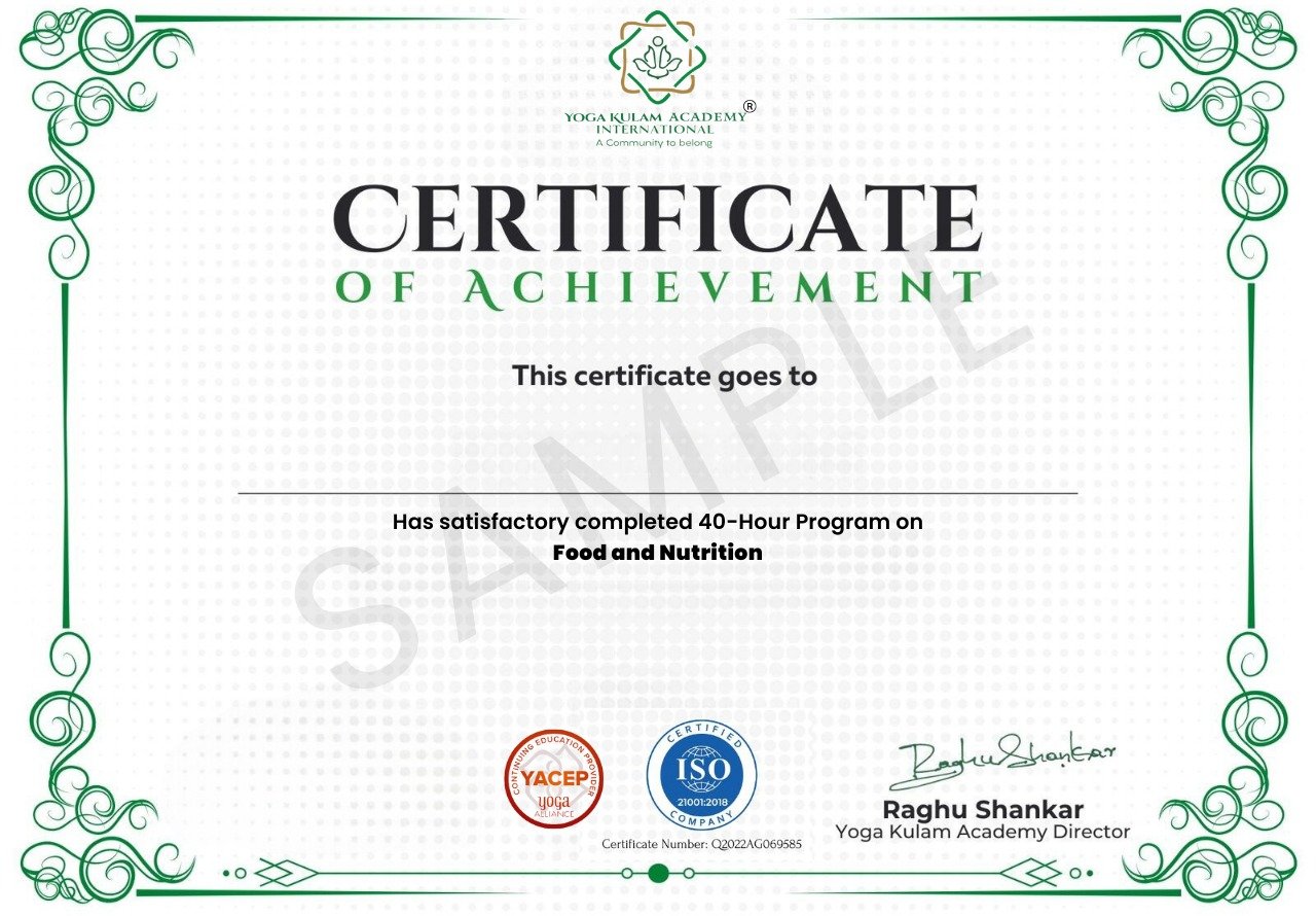 Nutrition Course Certificate