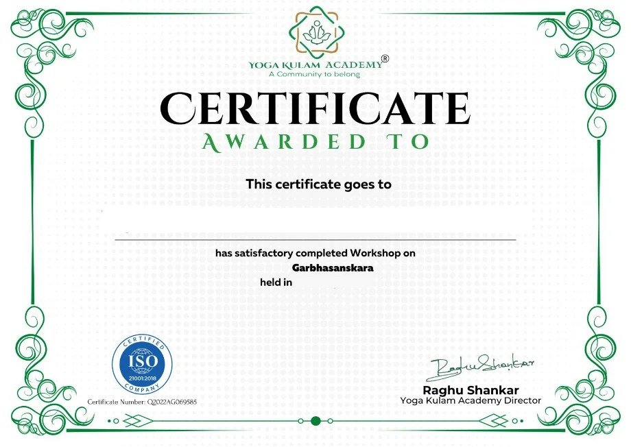 85 Hour Prenatal Yoga Teacher Training Certificate from Yogakulam Academy